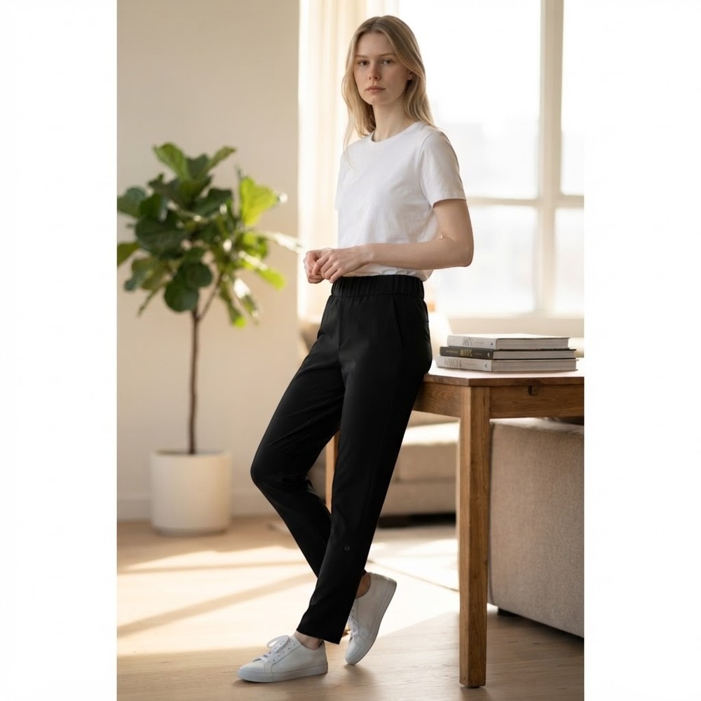Lululemon On the Fly 7/8 Jogger Pant Women 4 Black Excellent Luxtreme Drawstring
